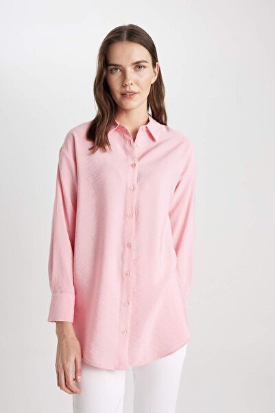 DeFacto Relax Fit Basic Düz Uzun Kollu Gömlek Tunik C0304AX24SP