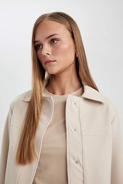 DeFacto Polo Yaka Düz Çıtçıtlı Mevsimlik Bomber Mont Ceket B8601AX24SP