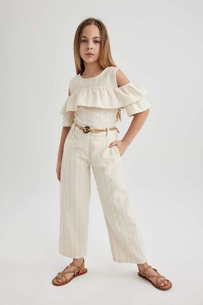 DeFacto Pantaloni din bumbac cu picioare largi pentru fete C1109A824SM
