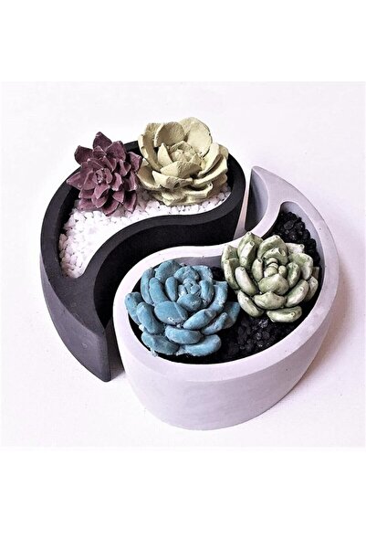 morlalem m Yin Yang Saksı Mumluk Silikon Kalıp K-487, Polyester Taş Tozu Alçı...