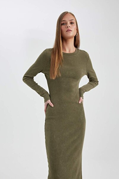 DeFacto Ribbed Camisole - Long Sleeve Maxi Bodycon Dress C1652Ax24Sp