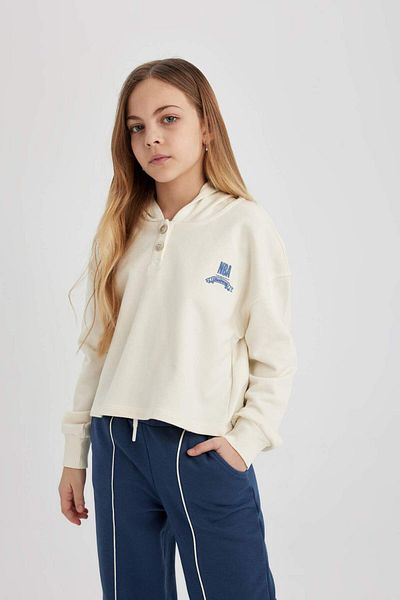 DeFacto Girl's NBA Wordmark Crop Sweatshirt - Hooded C0804a824sp