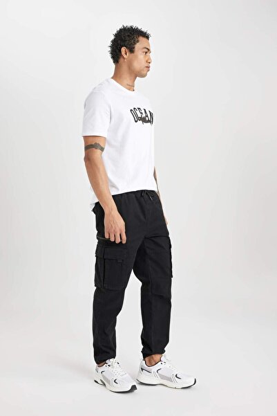 DeFacto Regular Cargo Jogger Gabardine Trousers with Cargo Pockets B6147ax24sp