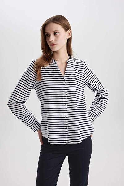 DeFacto Pruhovaná košile Regular Fit s dlouhým rukávem L7967AZ24SM