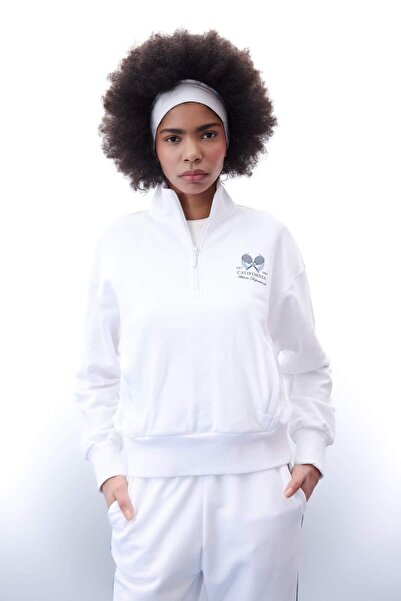 DeFacto Defactofit Oversize Printed Stand Collar Zipper Sports Sweatshirt B4598Ax24Sp