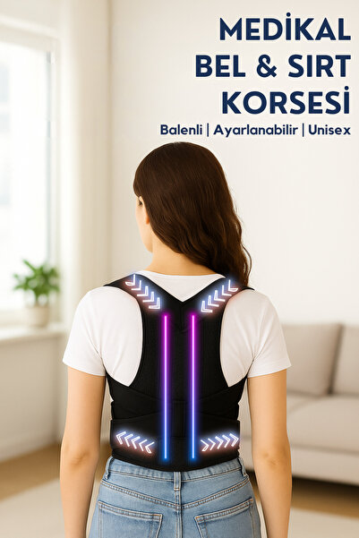 HASBY Dik Duruş Korsesi Çift Balenli Kadın Erkek Korse Dik Durma Aparatı Kamb...