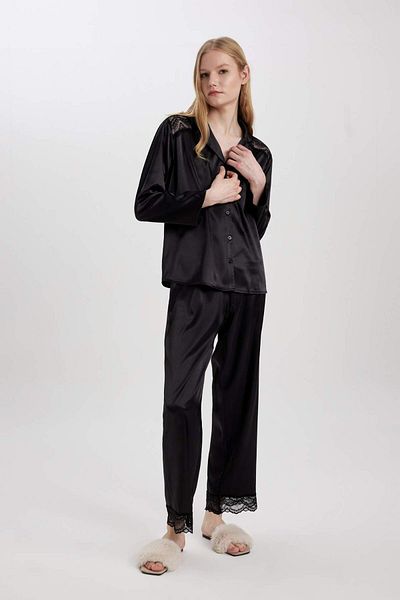 DeFacto Fall in Love Regular Fit Long Length Satin Pajama Bottoms B6199Ax24Sp