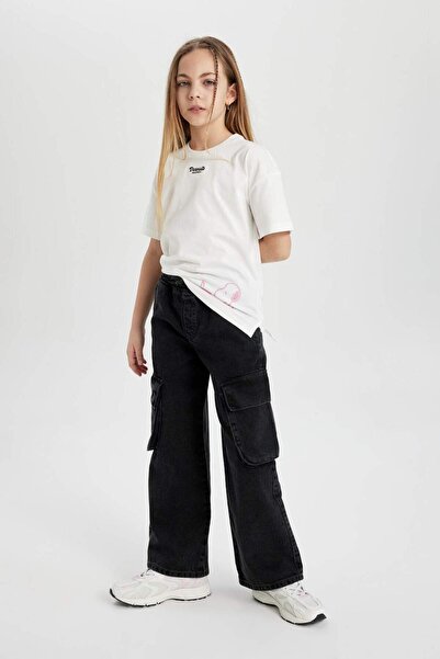 DeFacto Kız Çocuk Wide Baggy Fit Geniş Paça Jean Pantolon B9820A824SP