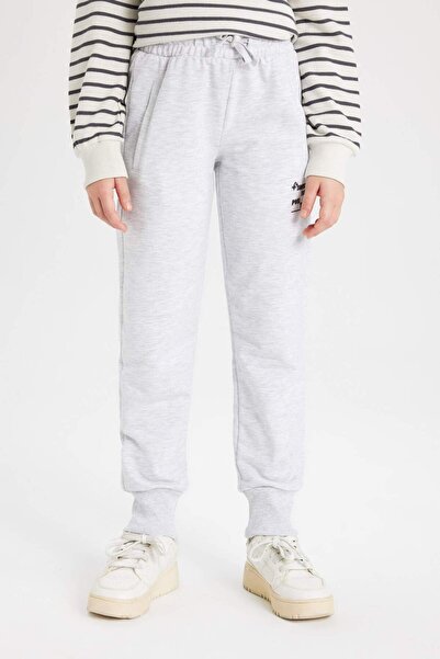 DeFacto Girls' Printed Jogger Sweatpants with Laced Waist and Elastic Cuffs with Pockets B6401A824Sm