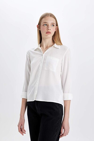 DeFacto Regular Fit Basic Düz Uzun Kollu Gömlek W3614AZ24SP