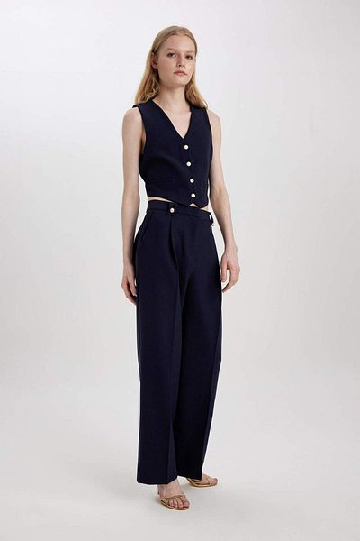 DeFacto Wide Leg Wide Long Leg Trousers High Waist Pocket B9807Ax24Sp