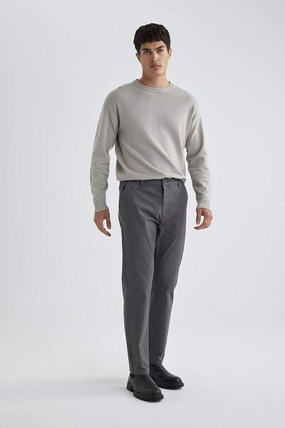 DeFacto Regular Fit Zipper Pocket Straight Leg Gabardine Chino Canvas Trousers B2088ax24sp