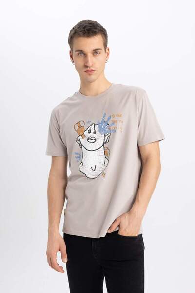 DeFacto Μπλουζάκι με κοντό μανίκι με κανονική εφαρμογή Crew λαιμόκοψη B4318AX24SP