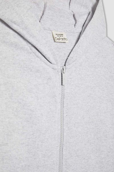 DeFacto Boy's Hooded Pique Zippered Basic Plain Sweatshirt B6503A824Sp