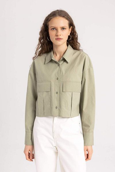 DeFacto Regular Fit Striped Poplin Long Sleeve Shirt C3164Ax24Sp