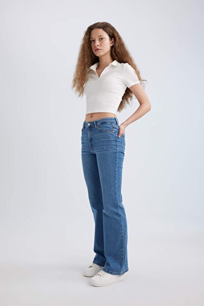 DeFacto Mia Flare Fit Normální pas Španělské dlouhé džínové kalhoty B6527AX24SP