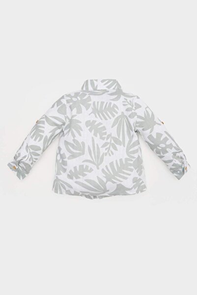 DeFacto Erkek Bebek Desenli Flamlı Poplin Uzun Kollu Gömlek B9257A524SP