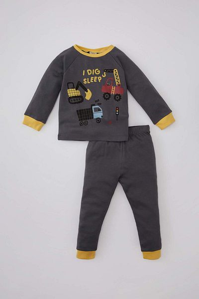 DeFacto Baby Boy Car Printed Long Sleeve Pajama Set B7743A524Sp