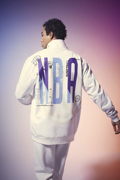 DeFacto Defactofit Nba Wordmark Oversize Wide Mold Zipper Stand Collar Sweatshirt B3904Ax24Sp