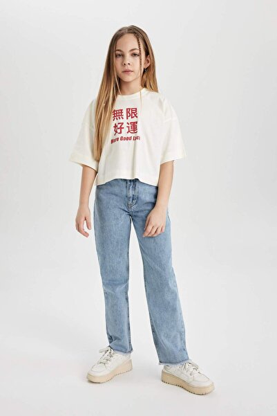 DeFacto Girls' Straight Fit Standard Leg Jeans B4949A824Sm