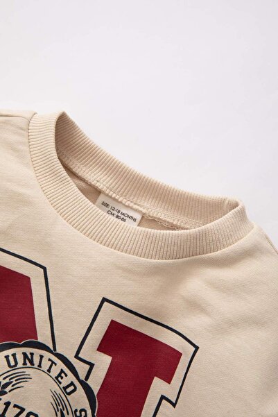 DeFacto Erkek Bebek Baskılı Sweatshirt Eşofman Altı 2li Takım C2392A524SP
