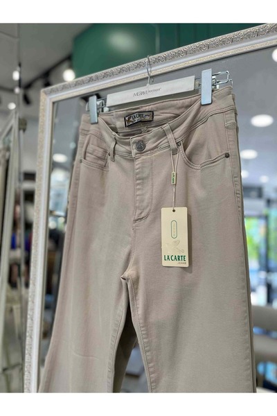 MERAM BUTİK Lacarte Jeans Pants Flared - Beige - 38