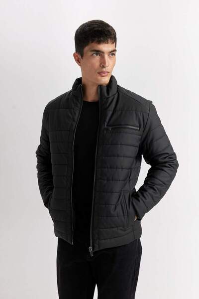 DeFacto Su İtici Slim Fit Suni Deri Mont Dar Kesim Dik Yaka Fermuarlı Cepli B3568AX24SP