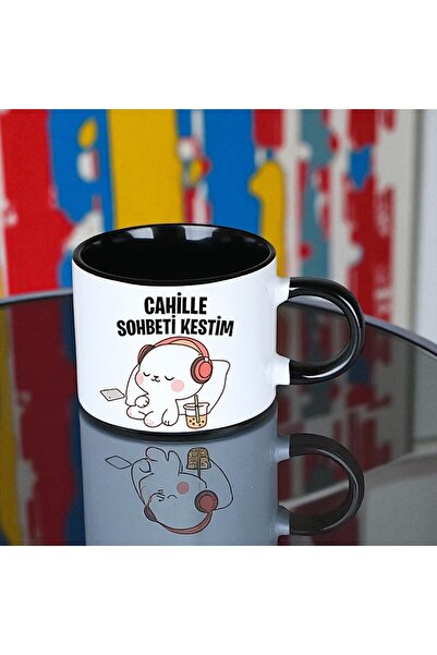 Solid Baskı Stüdyosu Komik Sözlü Porselen Fincan -Eğlence Temalı Sapı Ve İçi ...