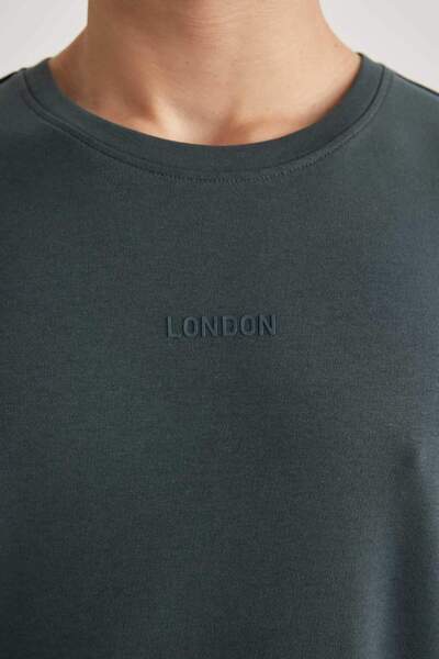 DeFacto Comfort Regular Fit Comfortable Fit Crew Neck Printed Short Sleeve Heavy Fabric T-Shirt B4221Ax24Sp