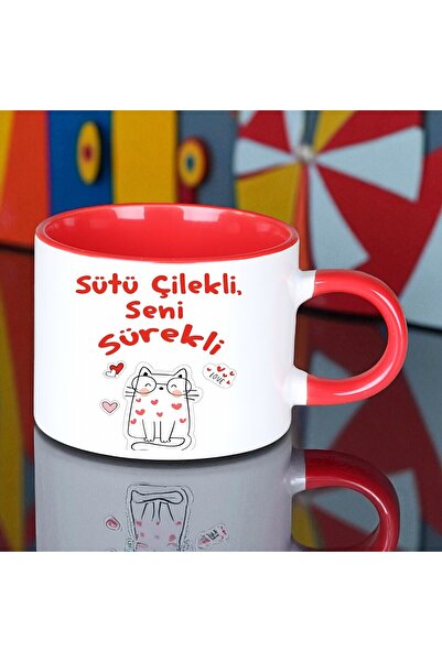 Solid Baskı Stüdyosu Komik Sözlü Porselen Fincan - Eğlence Temalı Sapı Ve İçi...