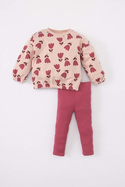 DeFacto Baby Girl Floral Sweatshirt Leggings 2 Piece Set B3124A524Sp