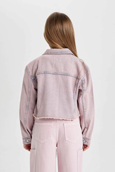 DeFacto Kız Çocuk Crop Jean Ceket C0441A824SP