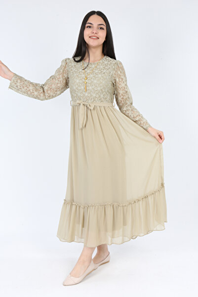 Asortix Rochie de seară de nuntă de absolvire de noapte căptușită cu pandantiv brodat din tul pentru fete