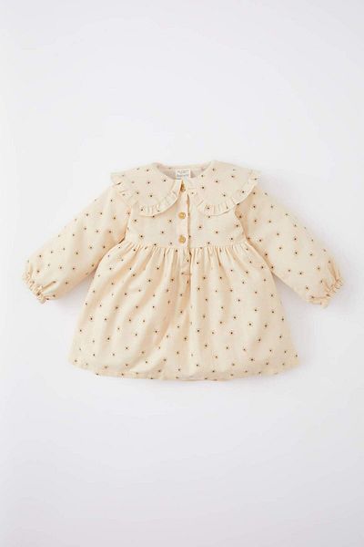 DeFacto Baby Girl Floral Long Sleeve Twill Dress C0751A524Sp