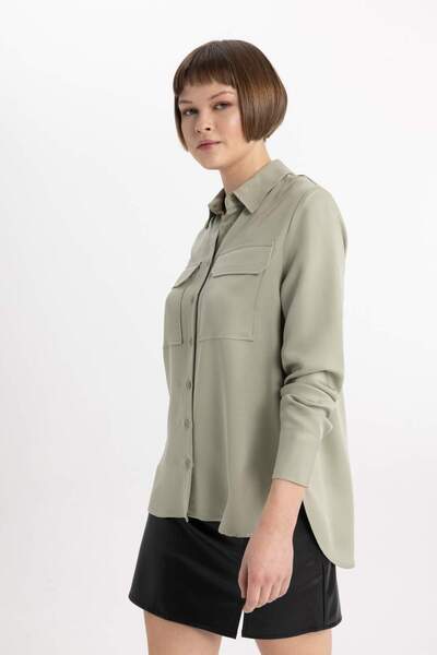 DeFacto Regular Fit Dokulu Uzun Kollu Gömlek T6889AZ24SP