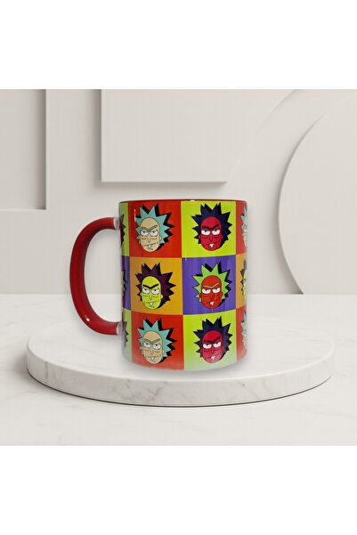 Solid Baskı Stüdyosu Rick and Morty Kupa Bardak - Sapı ve İçi Kırmızı Modern ...