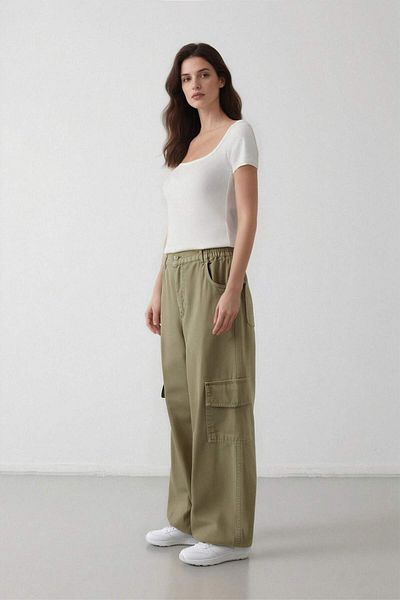 DeFacto Coool Jogger Pants Gabardine Fabric Regular Waist Basic Straight Cargo Pocket B0454Ax24Sp