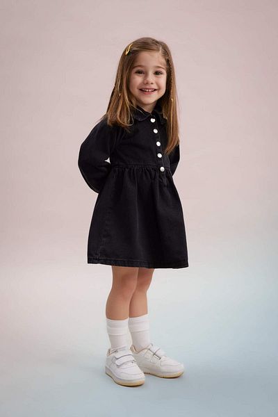 DeFacto Baby Girl Long Sleeve Jean Dress B8178A524Sp