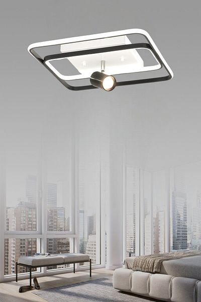 ESSLİGHT Eleni 45 cm Plafonier Chandelier with 3 Color Light Modes (White Yellow Daylight) Kitchen Bedroom Living Room