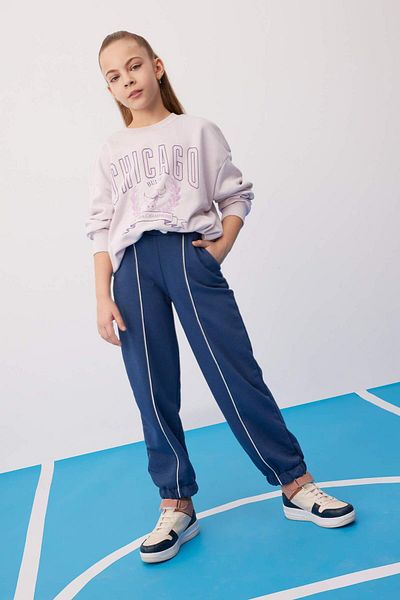 DeFacto Pantaloni de sport pentru fete, cu talie largi, cu șireturi, cu picioare elastice, cu buzunare C0309A824SP