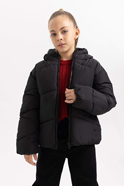 DeFacto Dívčí vodoodpudivý kabát s kapucí a kapsou na zip B2267A824SP