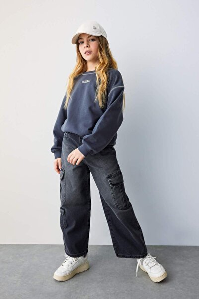 DeFacto Dívčí široké džínové kalhoty Cargo Wide Leg B9819A824SP