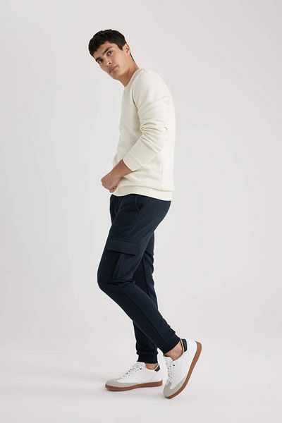 DeFacto Jogger Sweatpants Slim Fit Slim Fit Cargo Basic με τσέπες Απλή μέση με κορδόνια ελαστικό πόδι B4543AX23W