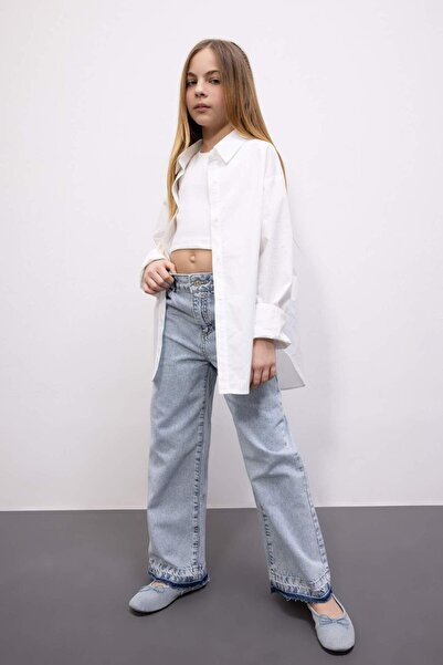 DeFacto Kız Çocuk Wide Leg Geniş Paça Jean Pantolon B9818A824SP