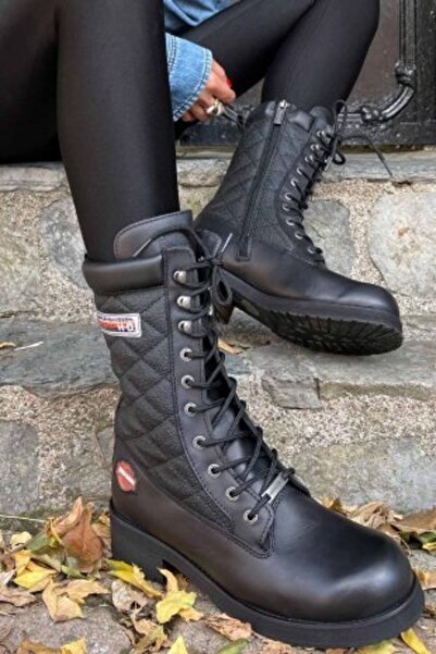 Harley Davidson Rose Black Deri Kadın Bot