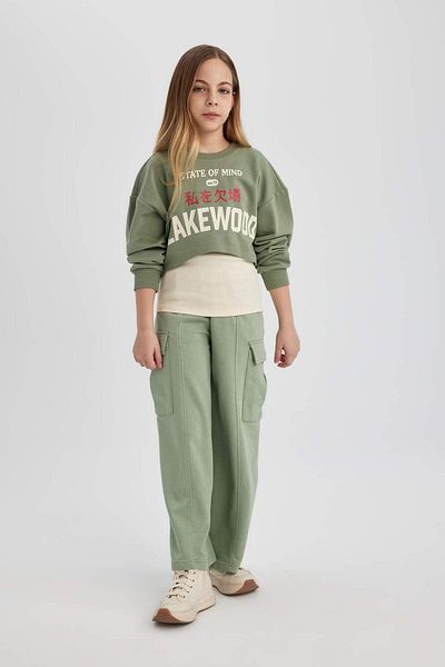 DeFacto Pantaloni de sport cargo cu picioare largi pentru fete B6402A824SP