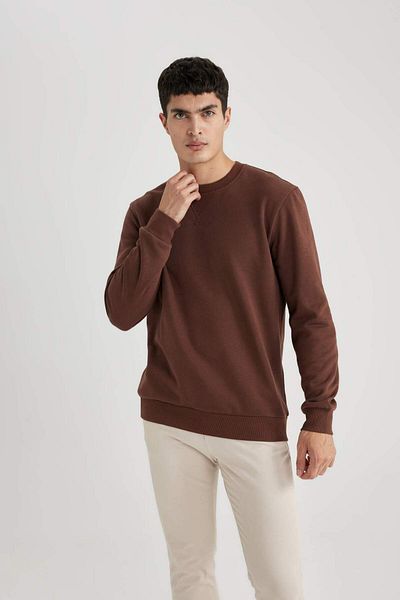 DeFacto Regular Fit Crew Neck Thick Basic Plain Sweatshirt T3777Az24Sp
