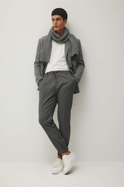DeFacto Jogger Pants Wool Look Waist Lace-Up Elastic Leg Pocket A8032Ax23Au