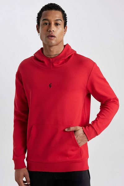 DeFacto Fit Standard Fit Kapuzen-Skuba-Taucher-Sportler-Sweatshirt mit Stofftaschen C2310ax24sp