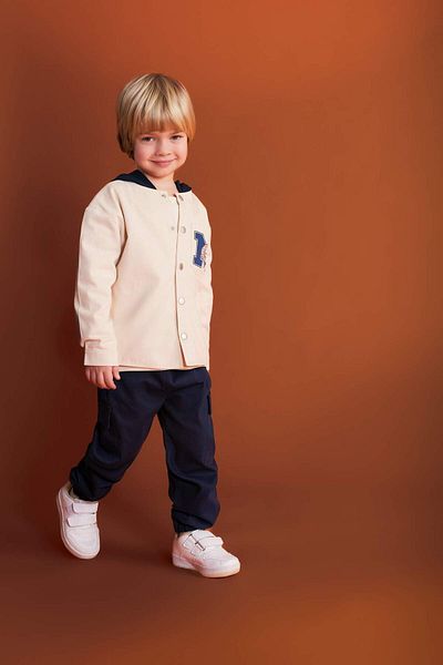 DeFacto Baby Boy Hooded Back Printed Gabardine Long Sleeve Shirt B8053A524Sp